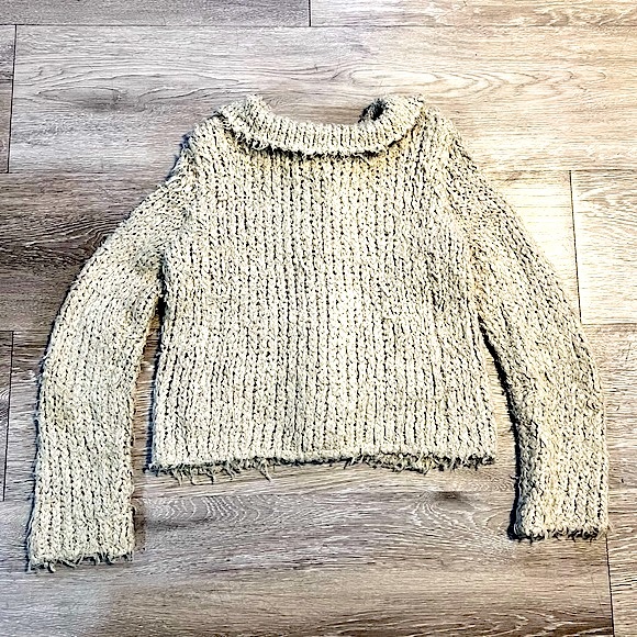 FREE PEOPLE • Knitted Button-Up Sweater Coat • Size XS • Beige Tan Brown Black - Picture 2 of 15